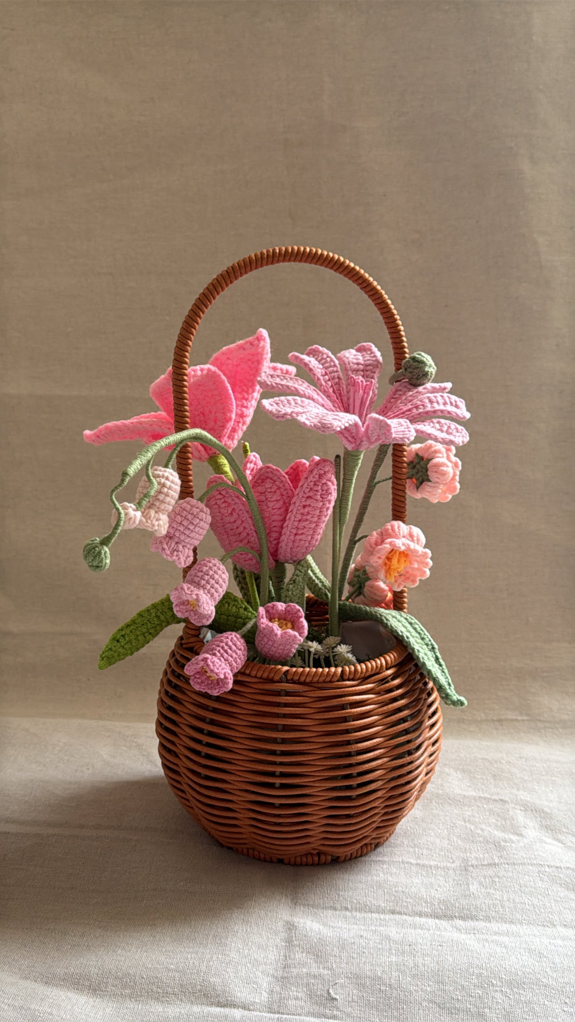 Pink basket arrangement